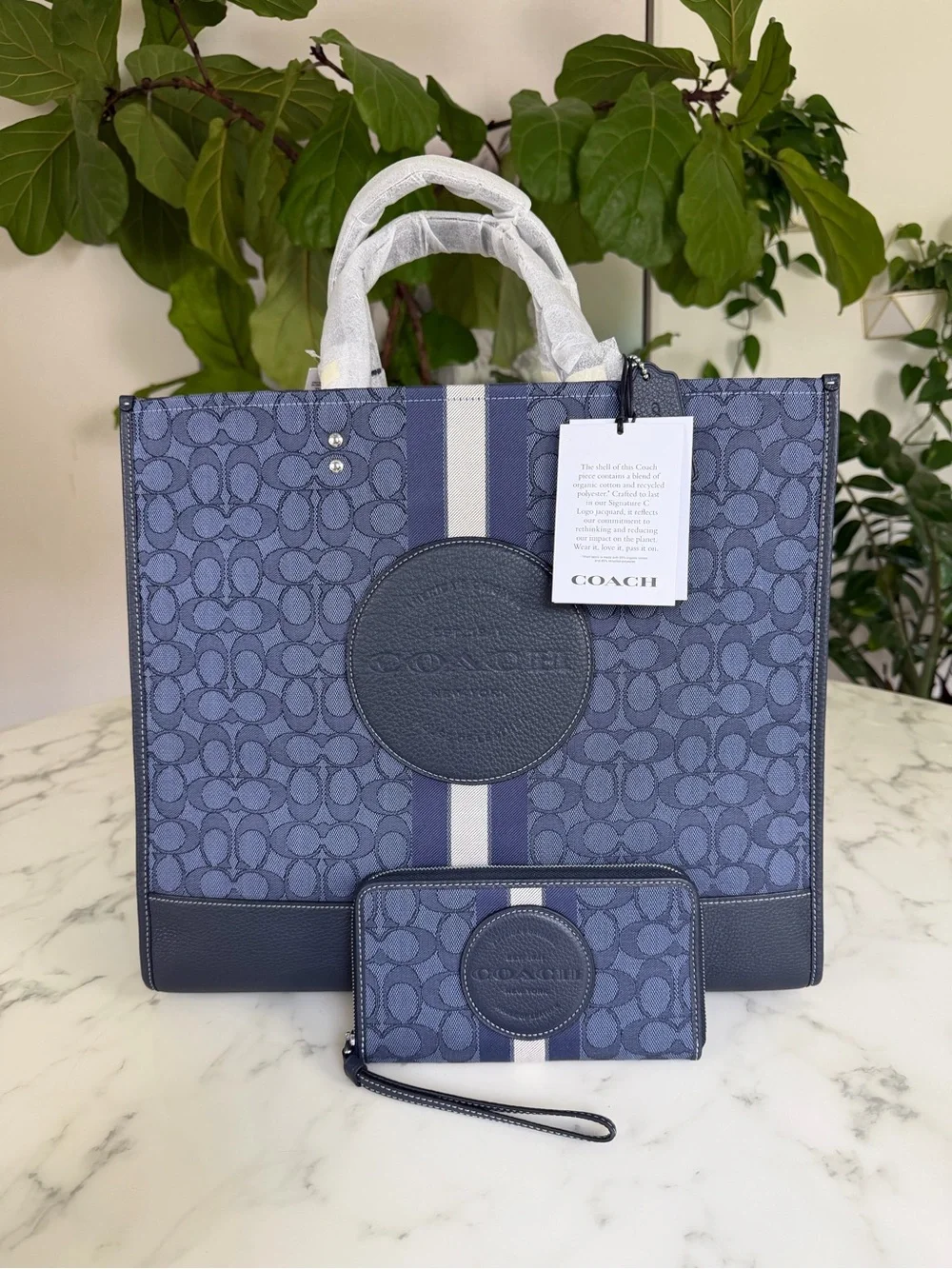 NWT COACH Dempsey Tote Bag 40 In Signature Jacquard & Large Phone Wallet C8418